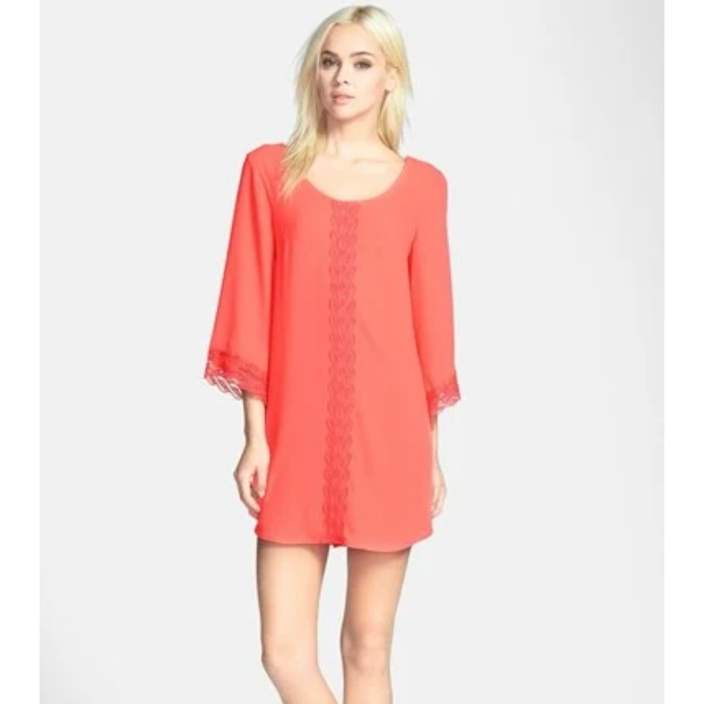 ASTR the label Coral Lace-Trimmed mini dress or swim coverup